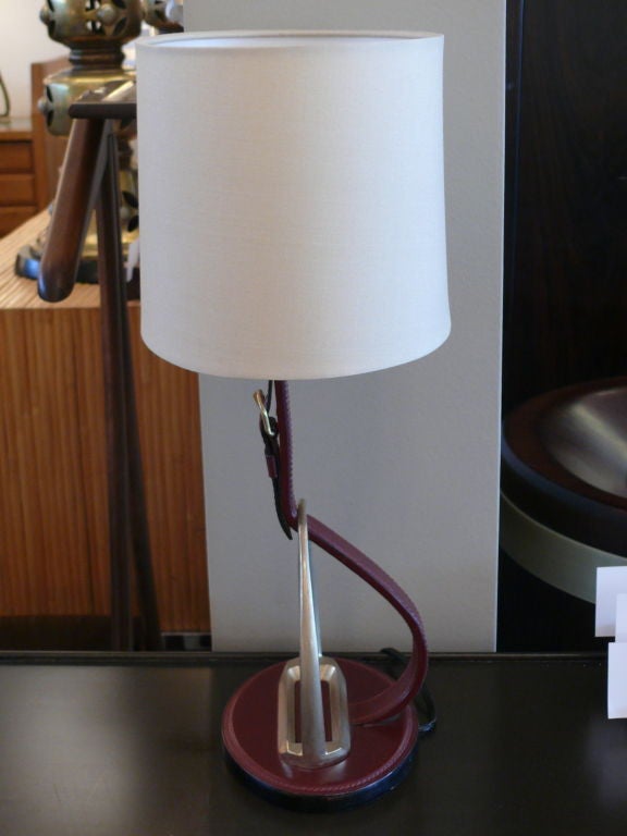 Leather Hermes Style Horseshoe Lamp