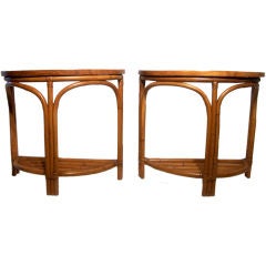 Pair of Vintage Rattan End / Side Tables