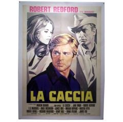 Large Vintage Poster, "La Caccia", Robert Redford, Marlon Brando