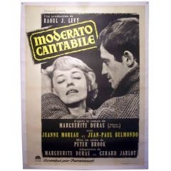 Large Vintage Movie Poster, "Moderato Cantabile", Jeanne Moreau