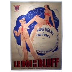 Large Vintage Movie Poster, "Le Roi Du Bluff"