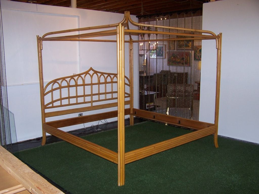 Late 20th Century Vintage Rattan Canopy Bed