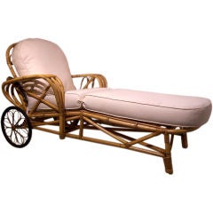 Vintage Rattan Chaise Lounge Chair