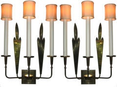 Pair of Tommi Parzinger Three Light Wall Sconces