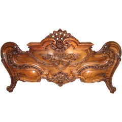 Antique Louis XV Style 19th Century Walnut Bed