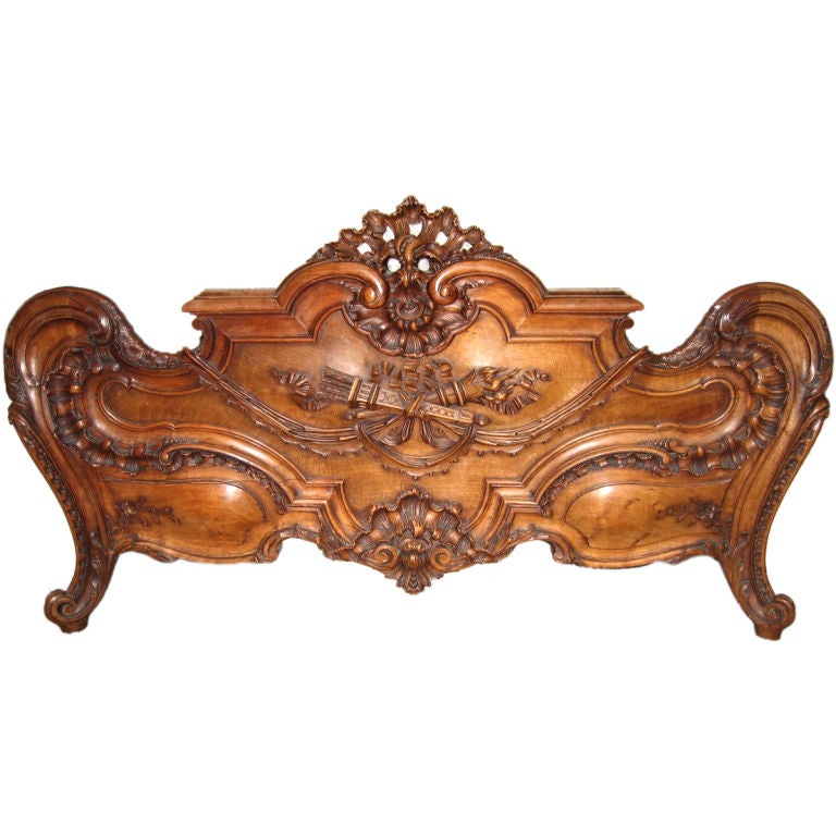 Louis XV Style 19th Century Walnut Bed