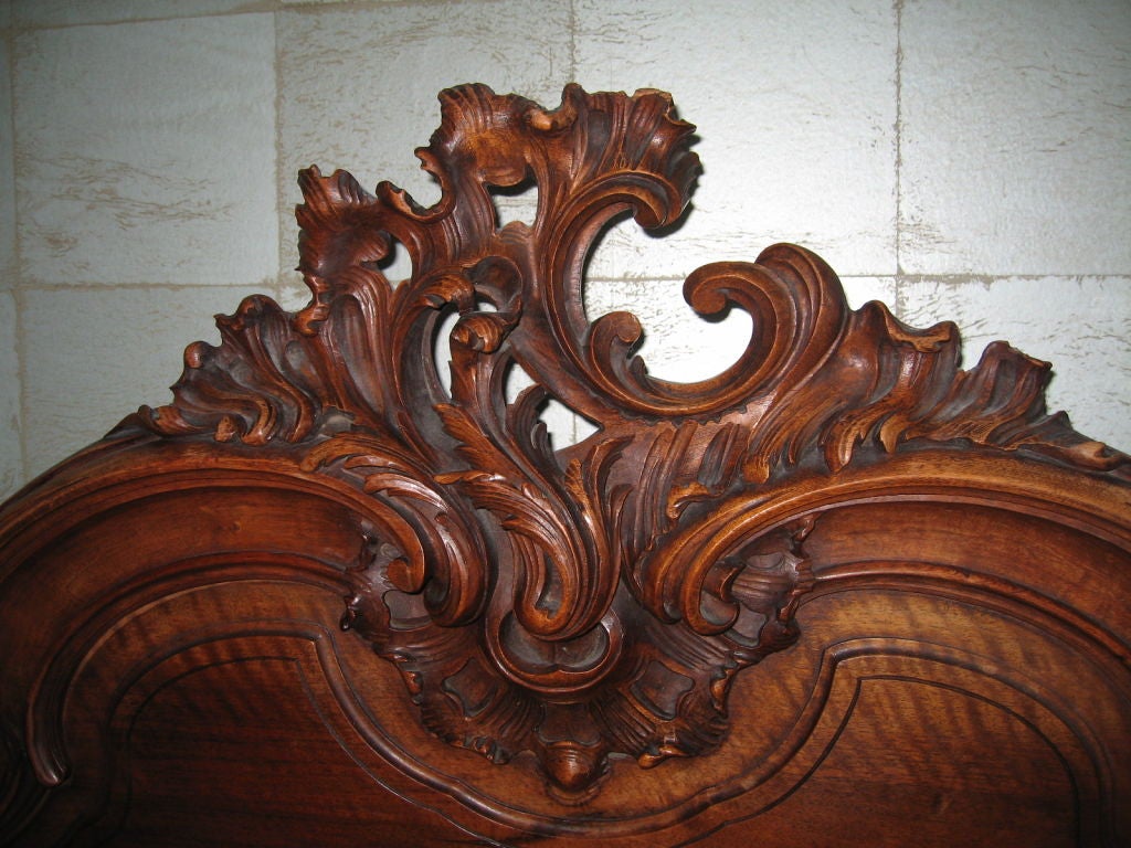 Louis XV Style 19th Century Walnut Bed 1