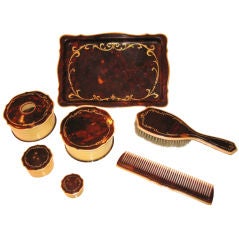 Vintage Tortoise & Celluloid Dresser  or Vanity Set