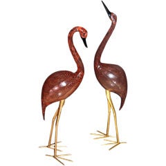 PAIR OF GRAND SCALE TABLE TOP MURANO GLASS BIRD SCULPTURES