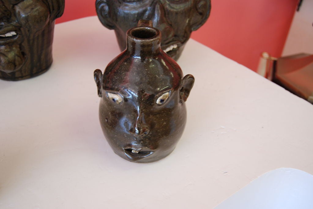 Terracotta GREAT COLLECTION OF SOUTHERN FOLK ART FACE JUGS