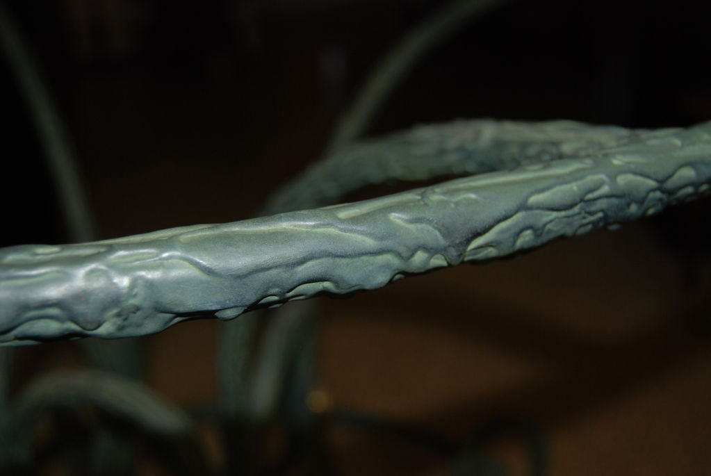 American WHIMSICAL TREE BARK FINISHED STEEL TABLE