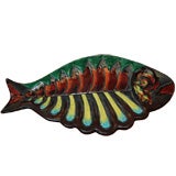SIGNED VALLAURIS SKELETAL FISH POTTERY PLATTER