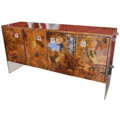 MIDCENTURY  PATCHWORK METAL AND LUCITE SIDEBOARD