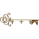 Italian Hand Forged and Hammered Gilded Iron Key Candelabra