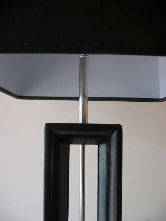 Danish Black Wood & Rose Quartz Tall Table or Desk Lamp Mid Century Modern For Sale 1