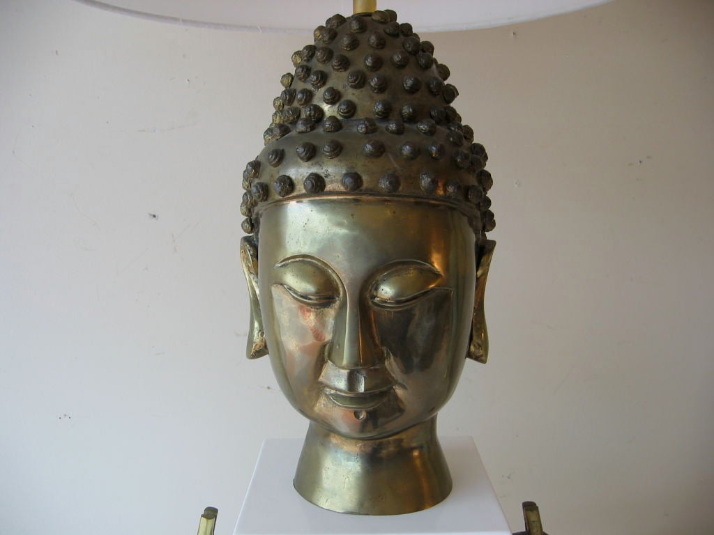 American Stunning Brass and Lacquered Buddha Lamp