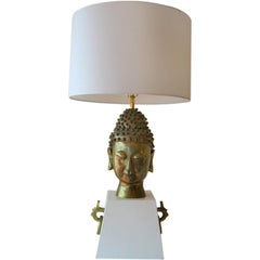 Vintage Stunning Brass and Lacquered Buddha Lamp