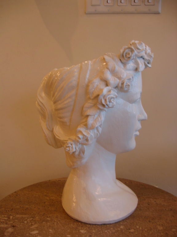 American Dramatic White Lacquered Resin Bust as Planter
