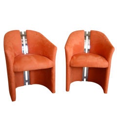 Pair of Chic Hermes Orange Barrel Chairs
