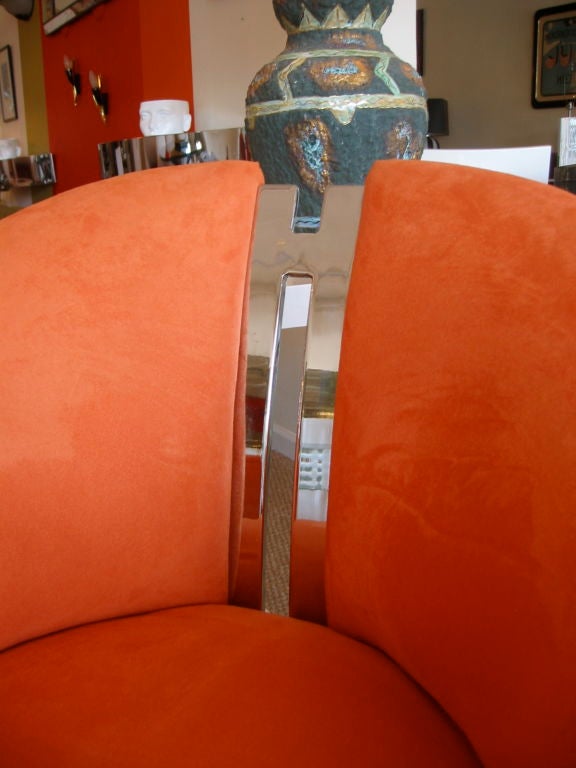 20th Century Pair of Chic Hermes Orange Barrel Chairs