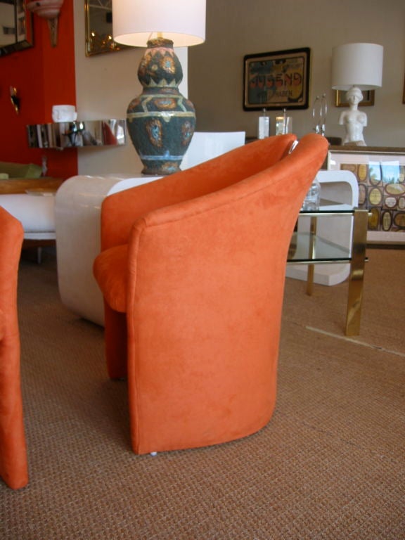 Pair of Chic Hermes Orange Barrel Chairs 1