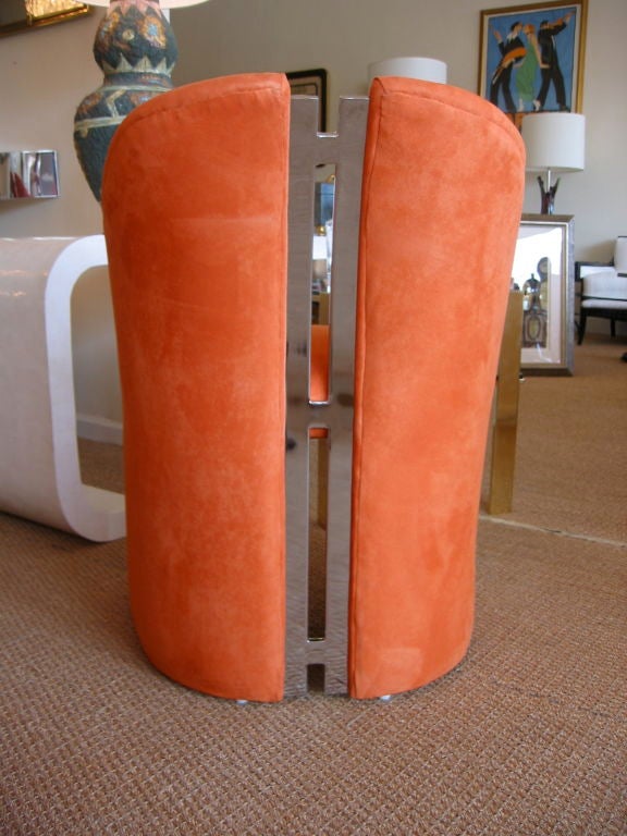 Pair of Chic Hermes Orange Barrel Chairs 3