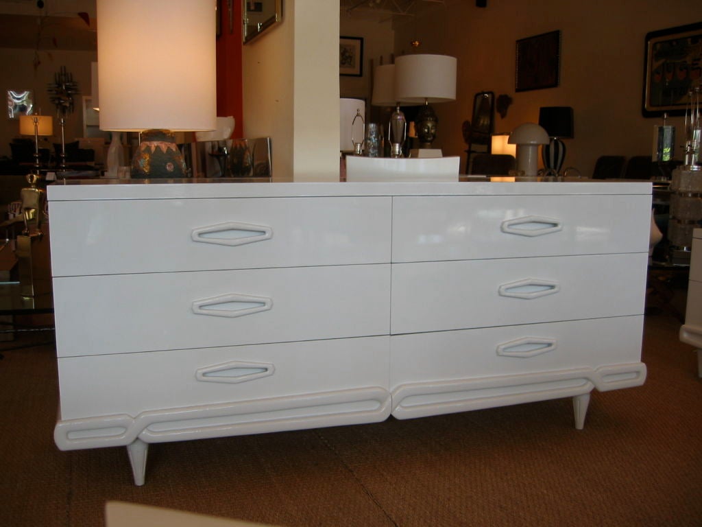 Sculptural White Lacquered Dresser