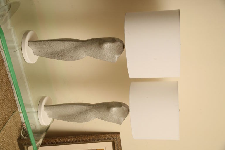 American Glazed Ceramic Torso Silhouette Lamps by Arpad Rosti Mid-Century Modern Pair Of