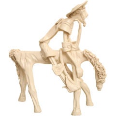 Monumental Italian Ceramic Figural Man On Horse