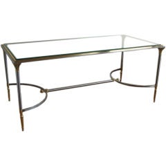 Maison Jansen Steel Brass and Glass Cocktail Table SALE
