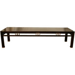 Elegant Mahogany Baker Coffee Table with Polished Brass Rings