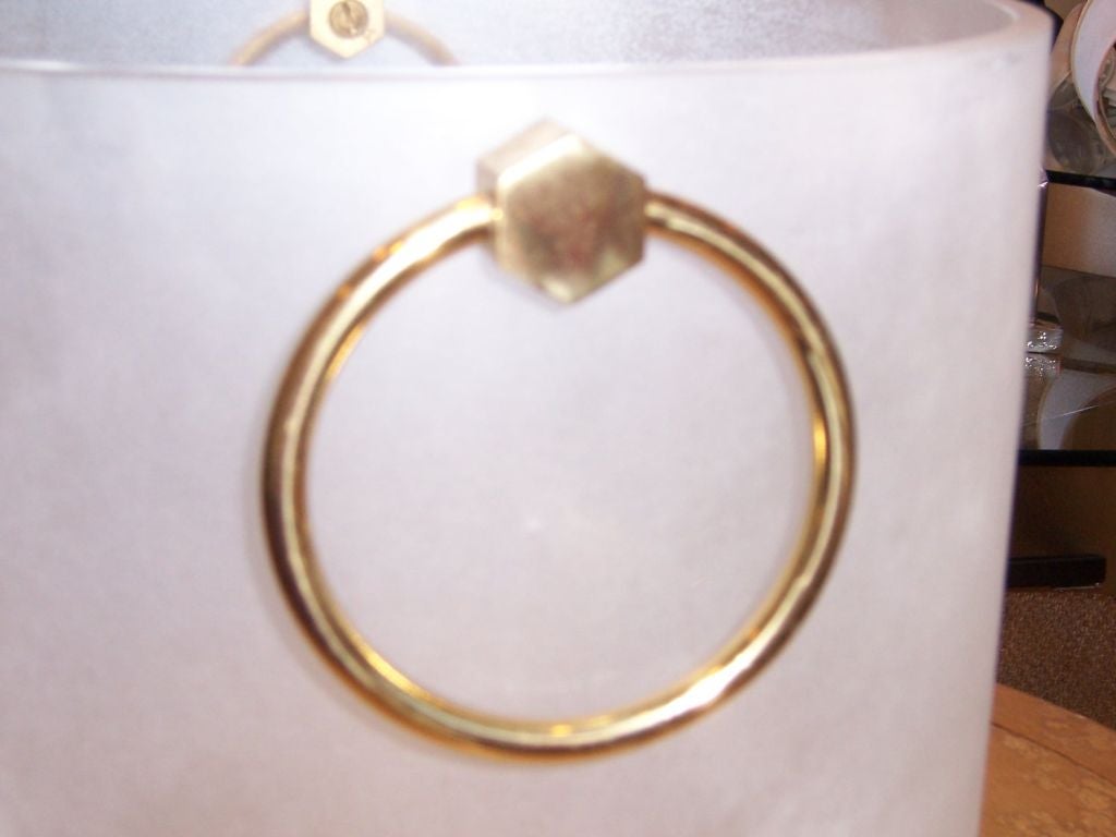 Frosted Lucite and Brass Champagne/Ice Bucket