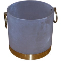 Retro Frosted Lucite and Brass Champagne/Ice Bucket