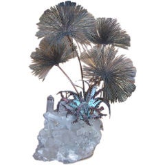 Pompom Copper Plant over  Quartz Base Sculpture