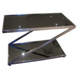 Vintage Floating "Z" Form Bar/Table in Chrome and Smoked Grey Mirror