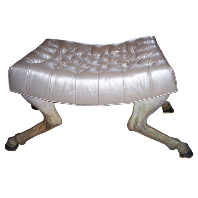 Italian Hoofed Bench In Polychrome Wood 
Leather