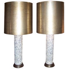 Vintage An Elegant Pair of Wallpaper Roll Lamps
