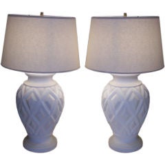 French Plaster Table Lamps w/ Diamond Design