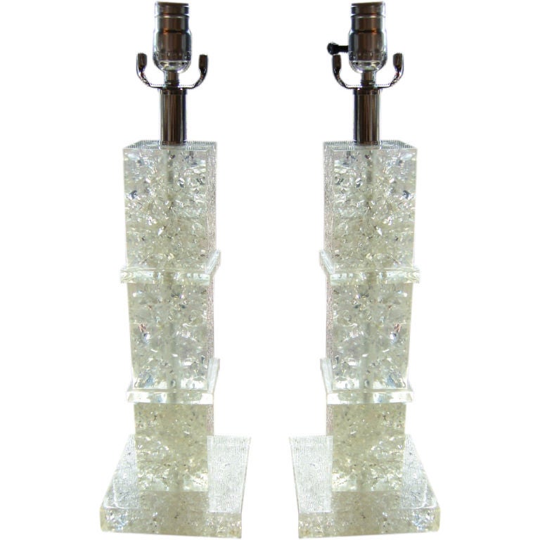 Pair of Crackled Resin Table Lamps