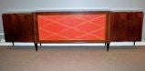 A Four Door Sideboard in Walnut and Lacquer by Batistin Spade
