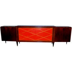 A Four Door Sideboard in Walnut and Lacquer by Batistin Spade
