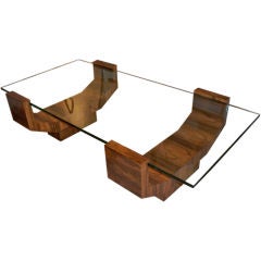 A Large Cocktail Table in Glass and Palisander