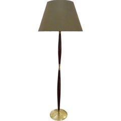 A Mid Century Floor Lamp in Mahogany and Brass