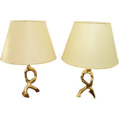 A Pair of Bronze Table Lamps by Michel Jaubert