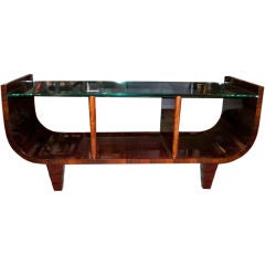 Vintage An Art Deco Cocktail Table in Rosewood & Glass Attr. Gio Ponti
