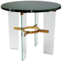 A Center Table in Lacquer, Glass and Bronze by Raphael
