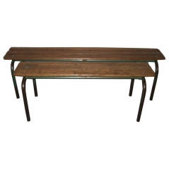 Pair of Wood and Metal Benches