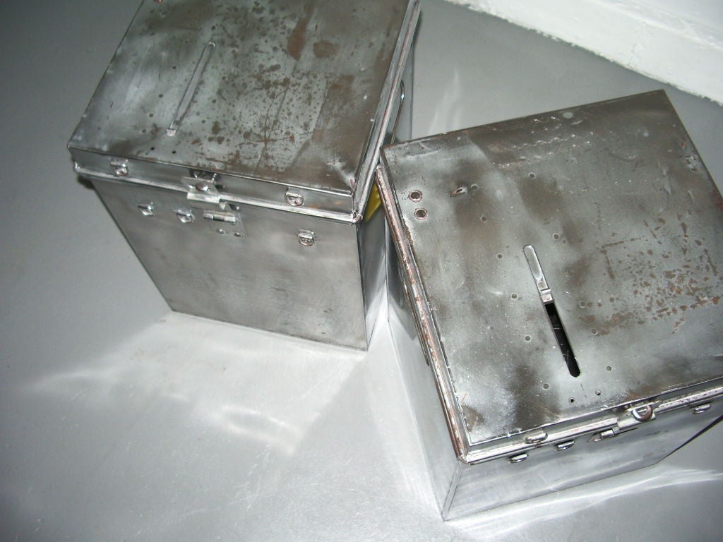 Pair of English Polished Metal boxes