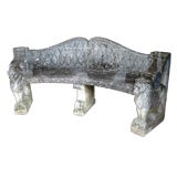 Vintage 1940's French Curved Stone Bench