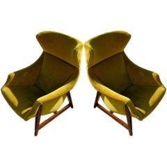 Pair of French 1960's Wing Chairs